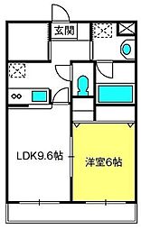 フルーヴ 1LDKの間取図画像