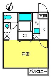 アークプレイス上尾春日 1Kの間取図画像