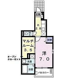 ジェルメメゾン 1SKの間取図画像