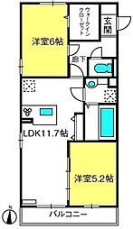 カルミアコート 2LDKの間取図画像