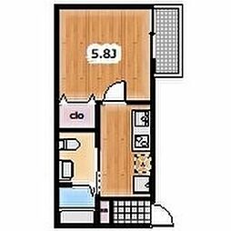 FOREST IWATSUKI 1Kの間取図画像