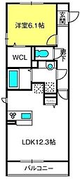 カーサコンフォルトA 1LDKの間取図画像