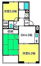 クリスタル岩槻 3DKの間取図画像