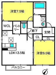 ロートガーデンE 2LDKの間取図画像
