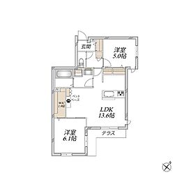 レザンテラス 2LDKの間取図画像