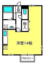 ヴィラセスト ワンルームの間取図画像