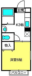 グレースコート 1Kの間取図画像