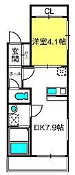 ALBA岩槻本町 1DKの間取図画像