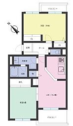 コスモ袖ヶ浦 2LDKの間取り