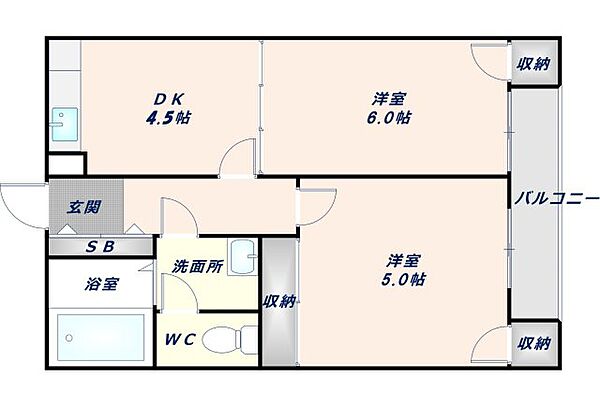 堀内マンション ｜大阪府東大阪市下小阪2丁目(賃貸マンション2DK・3階・38.42㎡)の写真 その2