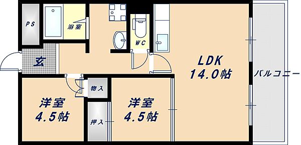 シティハイツ深江 406｜大阪府大阪市東成区深江南1丁目(賃貸マンション2LDK・4階・54.00㎡)の写真 その2