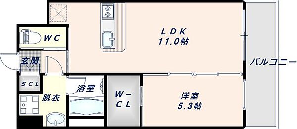 プレジオ八戸ノ里 509｜大阪府東大阪市下小阪5丁目(賃貸マンション1LDK・5階・39.29㎡)の写真 その2