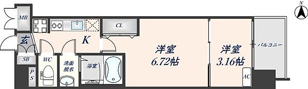 スプランディッド荒本駅前DUE 1502｜大阪府東大阪市横枕西(賃貸マンション2K・15階・27.61㎡)の写真 その2