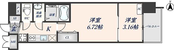 スプランディッド荒本駅前DUE 1003｜大阪府東大阪市横枕西(賃貸マンション2K・10階・27.61㎡)の写真 その2