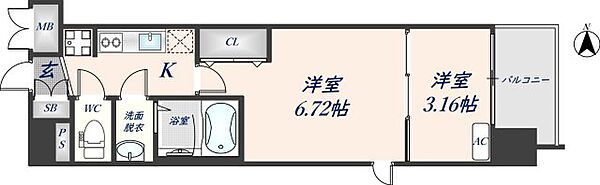 スプランディッド荒本駅前DUE 904｜大阪府東大阪市横枕西(賃貸マンション2K・9階・27.61㎡)の写真 その2