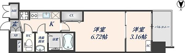 スプランディッド荒本駅前DUE 306｜大阪府東大阪市横枕西(賃貸マンション2K・3階・27.61㎡)の写真 その2