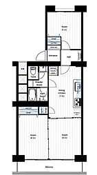 金沢八景ハイム1号棟 3DKの間取図画像