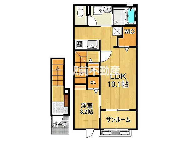 ローズブラン　ハレB 202｜福岡県古賀市花見東3丁目(賃貸アパート1LDK・2階・41.35㎡)の写真 その2