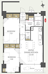 ヴィアーレタワー西川口 2LDKの間取図画像