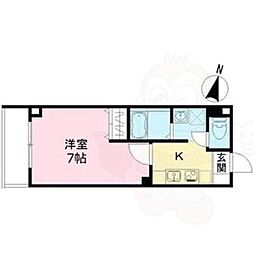 みおつくし城北 2階1Kの間取り
