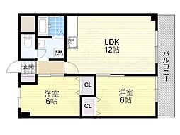 鶴見緑地道端マンション 7階2LDKの間取り