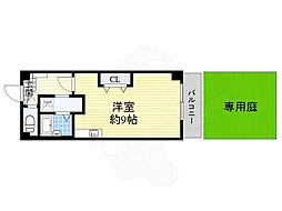 プレシャス中宮 1階ワンルームの間取り