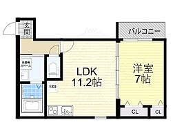おおさか東線 城北公園通駅 徒歩6分の賃貸アパート 1階1LDKの間取り