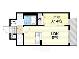 Osaka Metro今里筋線 新森古市駅 徒歩4分の賃貸マンション 5階1LDKの間取り