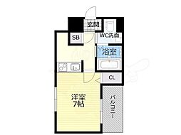 ヴァンクール城東 6階1Kの間取り