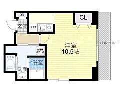 ラメゾンフジ 2階ワンルームの間取り