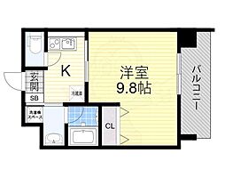 フェリーチェ城北公園 4階1Kの間取り