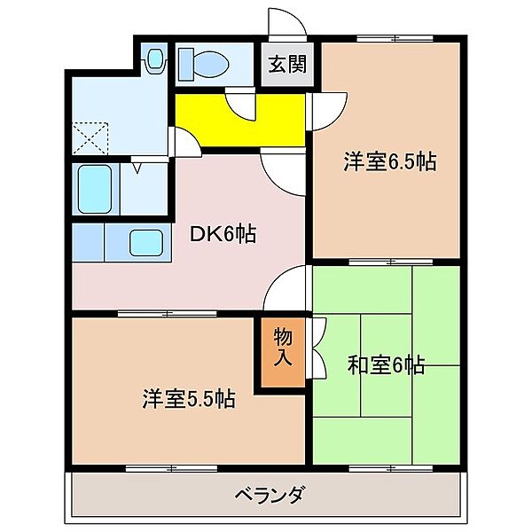 グリーンハイツ 208｜三重県名張市南町(賃貸アパート3DK・2階・41.31㎡)の写真 その2