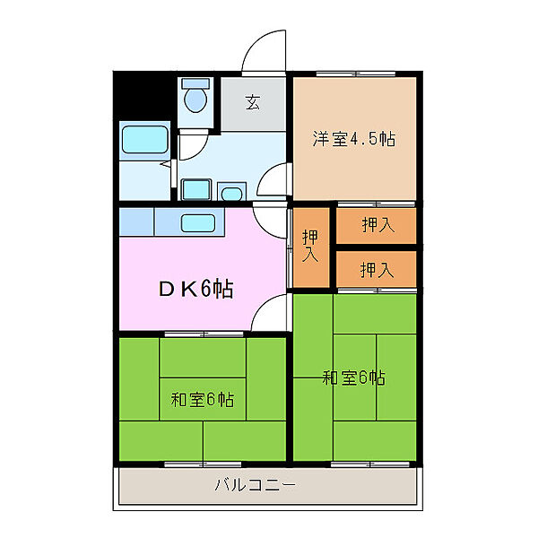 エムテック名張1番館 216｜三重県名張市瀬古口(賃貸マンション3DK・2階・55.50㎡)の写真 その2