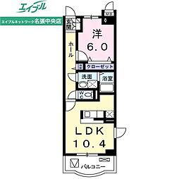 ナリッシュ 2階1LDKの間取り