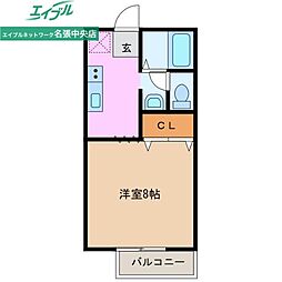 永尾ハイツB 1Kの間取図画像