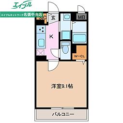 モンパールオキツモ希央台 1Kの間取図画像