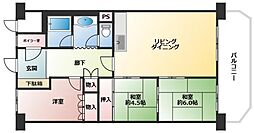 マンション住吉川 3LDKの間取図画像