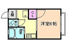 コーポラス槌屋 1Kの間取図画像