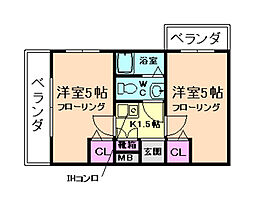ラ・フォンティーヌ西田 2Kの間取図画像