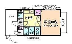 ヴァンクリーフ 1Kの間取図画像