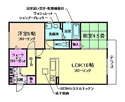 たまきB棟 2LDKの間取図画像
