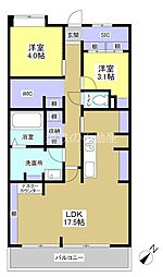 スカイパレス上島ウエスト 2SLDKの間取図画像