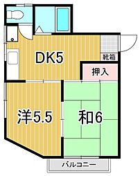 ブルーウッド保塚8 2階2DKの間取り