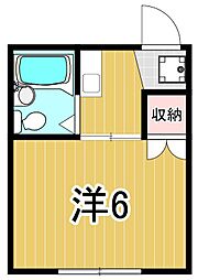 中央ハイツ 1階1Kの間取り