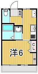 山一西亀有ビル 2階1Kの間取り