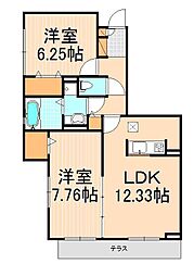 エルサンテ 2LDKの間取図画像