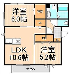 カーサ青井 2LDKの間取図画像