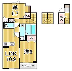 パラッツオ ビアンカ 2LDKの間取図画像