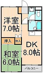 マンション鈴音 2DKの間取図画像