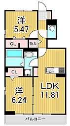 フォルビート 2LDKの間取図画像